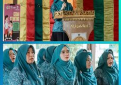 Ketua PKK, Sella Pitaloka memberikan pengarahan kepada masyarakat tentang stunting di Kecamatan Pelalawan.