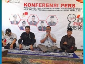 Bawaslu Pelalawan Taja Konferensi Pers Terkait Tahapan Pemutahiran Data Pemilih Pemilu tahun 2024