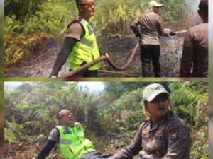 Kapolres Bengkalis, Wakapolres dan Tim Berjibaku Padamkan Karhutla Selama 2 Hari