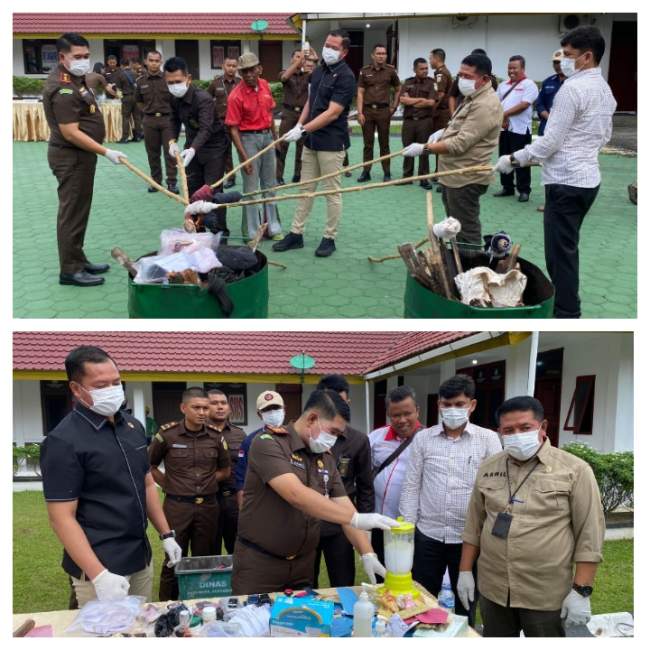 Kajari Pelalawan Musnahkan Barang Bukti Kasus Tindak Pidana yang Sudah Inkracht