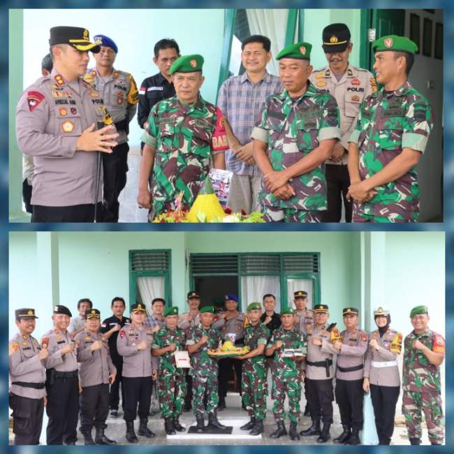 Kapolres Pelalawan berikan Kejutan dan Kado Istimewa di Hari Ulang Tahun TNI ke-79 Saat Kunjungi Koramil 09 Langgam