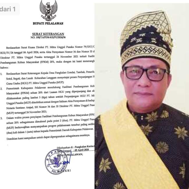 Wan Ahmat Perlihatkan Surat Keterangan Bupati untuk HGU