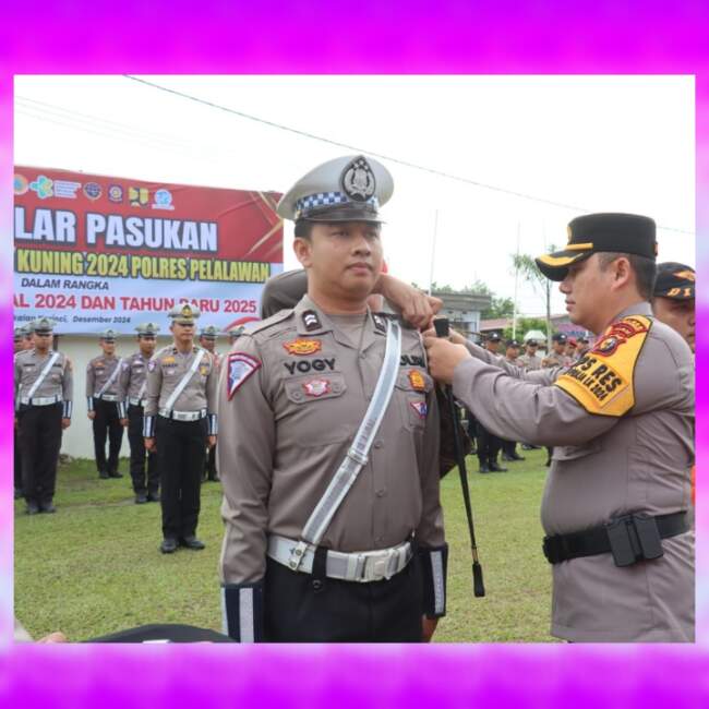 Kapolres Pelalawan Pimpin Apel Gelar Pasukan Operasi Lilin Lancang Kuning 2024 dan tahun Baru 2025