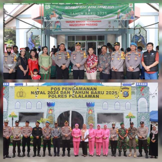 Kapolres Beserta Ketua Cabang Bhayangkari Pelalawan Kunjungi Pos PAM Nataru 2024 dan Pengamanan Ibadah Natal 2024